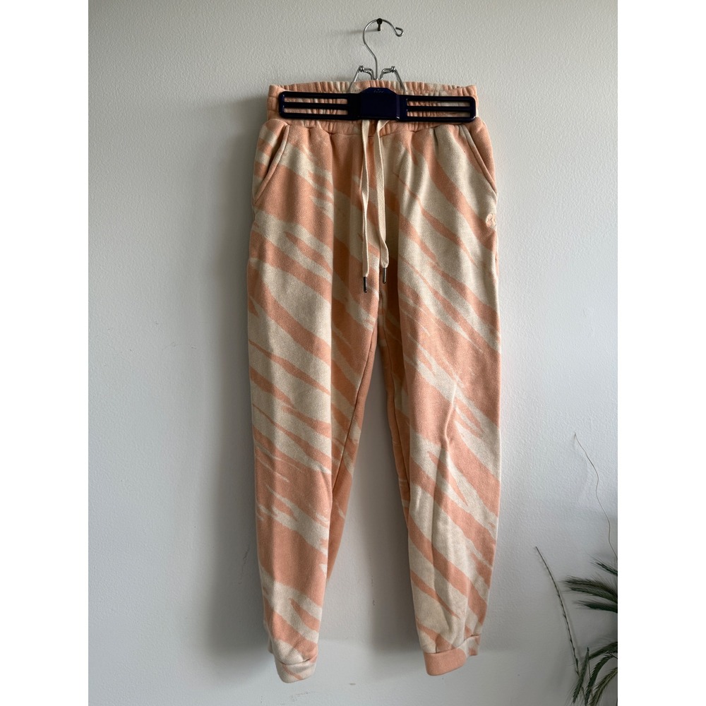 Sweaty Betty Essentials Tapered Joggers Peach Cream Tiger Stripe Cotton XS